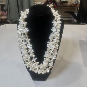 Necklace White Freshwater Baroque Pearl 18" Sterling Womens Statement Jewelry